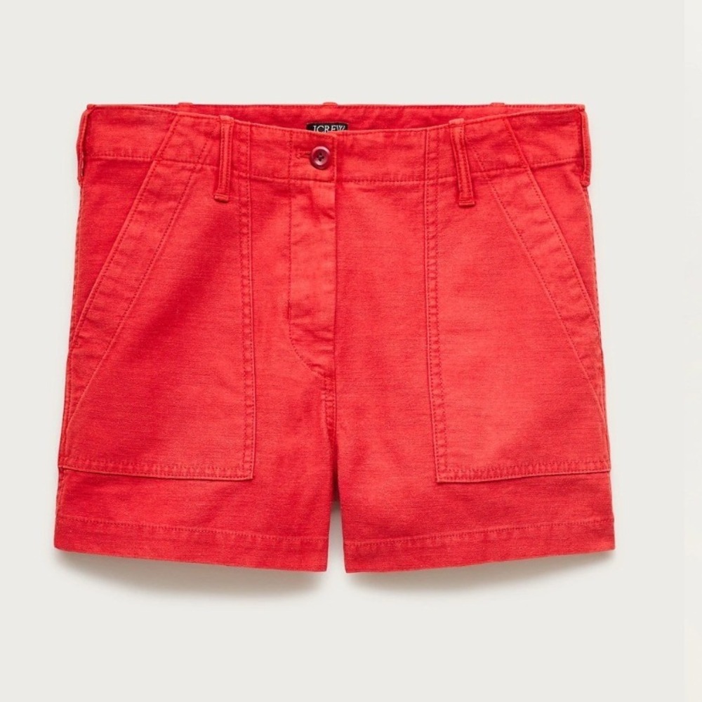 J.Crew Womens CS660 High Rise Cotton Chino Patch Pocket Shorts Red Size 25 NWT